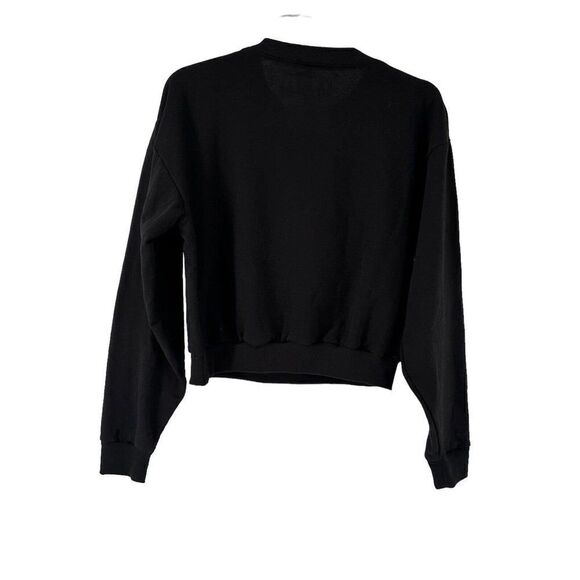 Def Leppard Sweatshirt Black Cropped Size M Triangle Animal Print Womens Rock - Picture 3 of 6